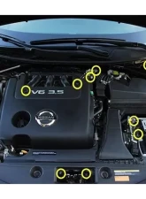 ZSPEC Design Gloss Yellow Stainless & Billet Stage 3 Dress-Up Bolts Fastener Kit Nissan Altima 2007-2012                                     - 00843612184481 - Image 2