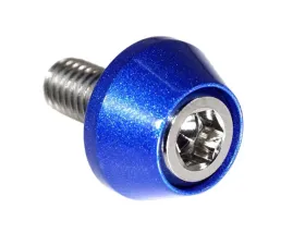 ZSPEC Design Silver 8-Pack Grade-5 Titanium License Plate M6x20 SHSC Bolts w/ Dark Blue Washers