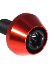 ZSPEC Design Black 8-Pack Grade-5 Titanium License Plate M6x20 SHSC Bolts w/ Gloss Red Washers                                     - 00843612168399 - Image 2