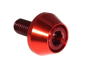 ZSPEC Design Red 8-Pack Grade-5 Titanium License Plate M6x20 SHSC Bolts w/ Gloss Red Washers