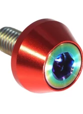 ZSPEC Design Burnt 8-Pack Grade-5 Titanium License Plate M6x20 SHSC Bolts w/ Gloss Red Washers                                     - 00843612168115 - Image 2