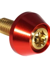 ZSPEC Design Gold 8-Pack Grade-5 Titanium License Plate M6x20 SHSC Bolts w/ Gloss Red Washers                                     - 00843612168535 - Image 2