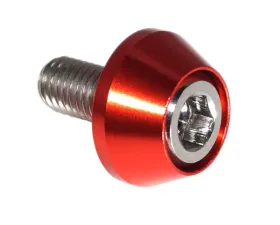 ZSPEC Design Silver 8-Pack Grade-5 Titanium License Plate M6x20 SHSC Bolts w/ Gloss Red Washers