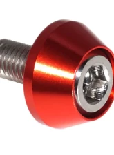 ZSPEC Design Silver 8-Pack Grade-5 Titanium License Plate M6x20 SHSC Bolts w/ Gloss Red Washers                                     - 00843612167972 - Image 2