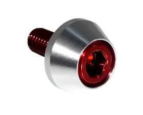 ZSPEC Design Red 8-Pack Grade-5 Titanium License Plate M6x20 SHSC Bolts w/ Bright Silver Washers