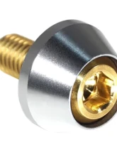 ZSPEC Design Gold 8-Pack Grade-5 Titanium License Plate M6x20 SHSC Bolts w/ Bright Silver Washers                                     - 00843612168542 - Image 2