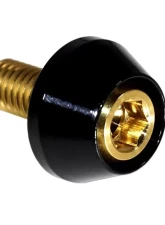 ZSPEC Design Gold 8-Pack Grade-5 Titanium License Plate M6x20 SHSC Bolts w/ Gloss Black Washers                                     - 00843612168597 - Image 2