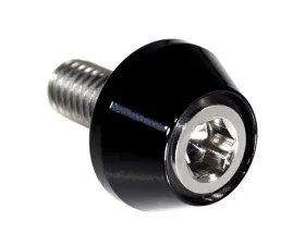 ZSPEC Design Silver 8-Pack Grade-5 Titanium License Plate M6x20 SHSC Bolts w/ Gloss Black Washers