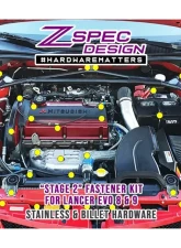 ZSPEC Design Gloss Black Stainless & Billet Stage 2 Dress-Up Bolts Fastener Kit Mitsubishi Evo 8 | 9 2003-2007                                     - 00843612151155 - Image 2