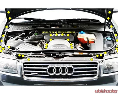 ZSPEC Design Gloss Black Stainless & Billet Stage 2 Dress-Up Bolts Fastener Kit Audi A4 B7 3.0L 2004-2008 - 00843612152305