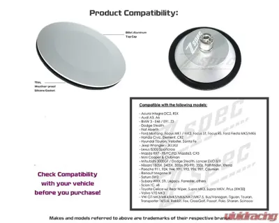 ZSPEC Design 16mm-30mm Holes Black Weatherproof 44mm Rear Wiper Hole Cap - 00843612153197