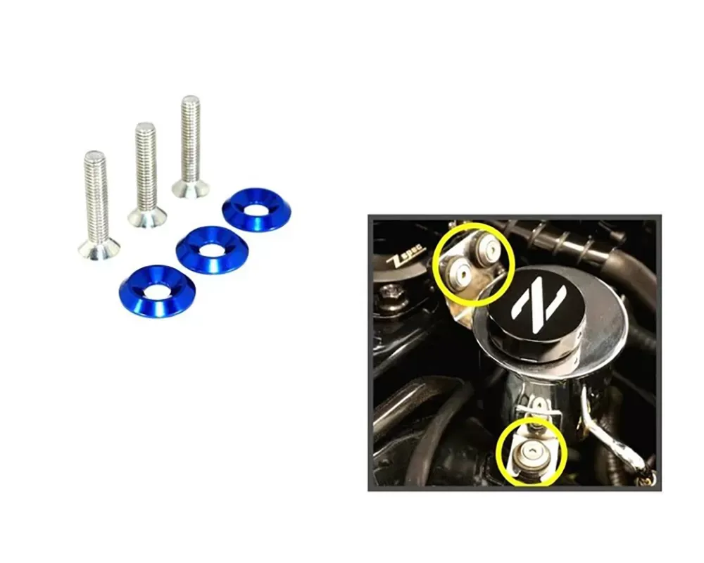 ZSPEC Design Stainless & Billet Power Steering Reservoir Fasteners w/ Bright White Washers Nissan 300ZX Z32 1990-1996 - 00843612195777