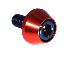 ZSPEC Design Blue 8-Pack Grade-5 Titanium License Plate M6x20 SHSC Bolts w/ Gloss Red Washers