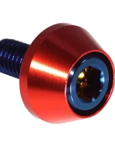 ZSPEC Design Blue 8-Pack Grade-5 Titanium License Plate M6x20 SHSC Bolts w/ Gloss Red Washers                                     - 00843612168252 - Image 2