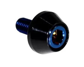 ZSPEC Design Blue 8-Pack Grade-5 Titanium License Plate M6x20 SHSC Bolts w/ Gloss Black Washers