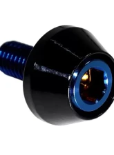 ZSPEC Design Blue 8-Pack Grade-5 Titanium License Plate M6x20 SHSC Bolts w/ Gloss Black Washers                                     - 00843612168313 - Image 2