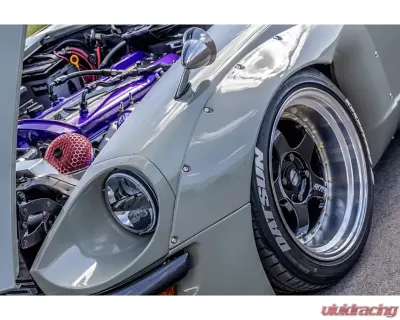 ZSPEC Design Red Titanium & Billet M5x20mm Low-Profile Body Kit Fastener w/ Rivet Nut & Blue Washers - 00843612168993