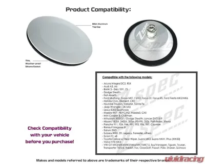 ZSPEC Design Silver Finish Billet Weatherproof 44mm Rear Wiper Hole Cap - 00843612171719