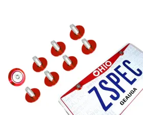 ZSPEC Design 8-Pack Fender Style License Plate Bolts w/ Bright Silver M6-1.0 Stainless & Billet Washers