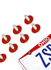 ZSPEC Design 8-Pack Fender Style License Plate Bolts w/ Gloss Red M6-1.0 Stainless & Billet Washers                                     - 00843612177803 - Image 2