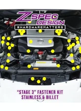 ZSPEC Design Green Stainless & Billet Stage 3 Dress-Up OEM-Length Plenum Bolts Kit Nissan 350Z DE | HR 2003-2009                                     - 00843612181794 - Image 2