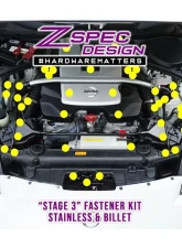 ZSPEC Design Gloss Black Stainless & Billet Stage 3 Dress-Up Bolts Fastener Kit Nissan 350Z DE | HR 2003-2009                                     - 00843612181879 - Image 2
