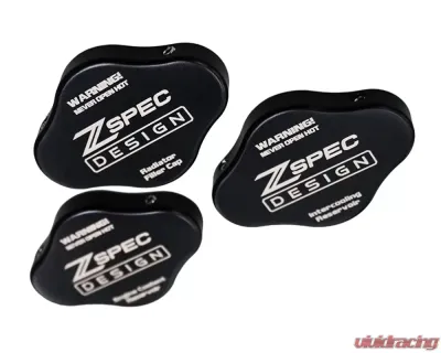 ZSPEC Design Black Billet Fluid Reservoir 3-Caps Covers Set w/ ZSPEC Etched Nissan Z RZ34 2023-2024 - 00843612186447