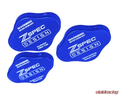ZSPEC Design Blue Billet Fluid Reservoir 3-Caps Covers Set w/ ZSPEC Etched Nissan Z RZ34 2023-2024 - 00843612186614