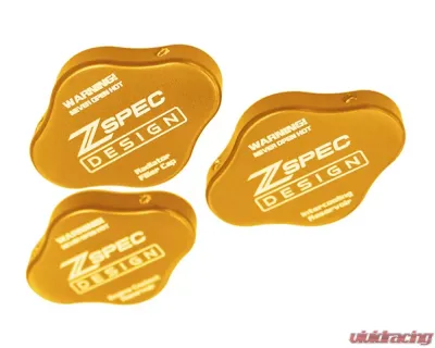 ZSPEC Design Orange-Gold Billet Fluid Reservoir 3-Caps Covers Set w/ ZSPEC Etched Nissan Z RZ34 2023-2024 - 00843612186645