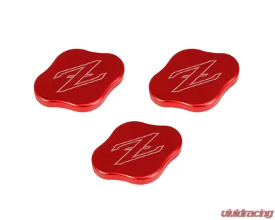 ZSPEC Design Red Billet Fluid Reservoir 3-Caps Covers Set w/ Z Logo Etched Nissan Z RZ34 2023-2024 - 00843612186683
