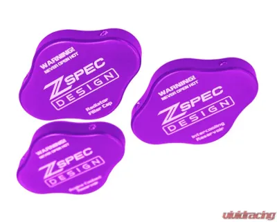 ZSPEC Design Purple Billet Fluid Reservoir 3-Caps Covers Set w/ ZSPEC Etched Nissan Z RZ34 2023-2024 - 00843612186720