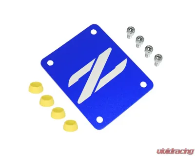 ZSPEC Design Billet Blue PTU Holes Cover Plate w/ Gloss Yellow Washers Nissan 300ZX Z32 1990-1999 - 00843612187345