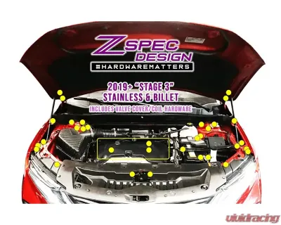 ZSPEC Design Gloss Red Stainless & Billet Stage 3 Dress-Up Bolts Fastener Kit Chevrolet Blazer C1 2019+ - 00843612189196