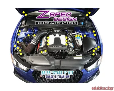 宅配便配送 Zspec Design B8 S5 Audi Kit Fastener 1 Stage Titanium Silver カードファイト!! ヴァンガード