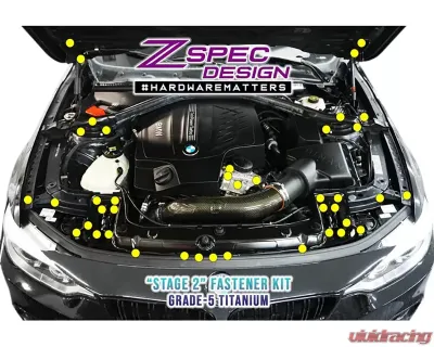 ZSPEC Design Gold Titanium Stage 2 Dress-Up Bolts Fastener Kit BMW 435i F32 3.0T 2014-2019 - 00843612190840