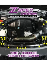 ZSPEC Design Gloss White Stainless & Billet Stage 1 Dress-Up Bolts Fastener Kit BMW 435i F32 3.0T 2014-2019                                     - 00843612191014 - Image 2