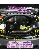 ZSPEC Design Gloss Purple Stainless & Billet Stage 2 Dress-Up Bolts Fastener Kit BMW 435i F32 3.0T 2014-2019                                     - 00843612191106 - Image 2