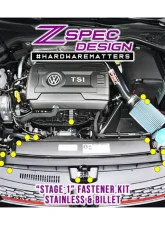 ZSPEC Design Gloss Black Stainless & Billet Stage 1 Dress-Up Bolts Fastener Kit Volkswagen Golf GTI MK7 2.0L 2015+                                     - 00843612193551 - Image 2