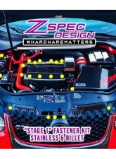 ZSPEC Design Gloss Black Stainless & Billet Stage 1 Dress-Up Bolts Fastener Kit Volkswagen Golf MK5 2005-2010                                     - 00843612193858 - Image 2