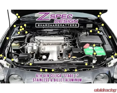 ZSPEC Design Peach Stainless & Billet Stage 1 Dress-Up Bolts Fastener Kit Toyota Celica 1994-1999 - 00843612196453