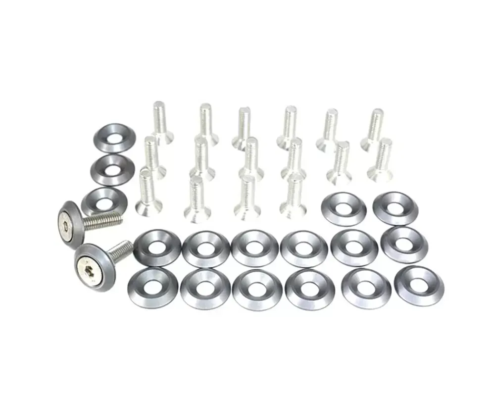 ZSPEC Design Stainless & Billet Fenders-Rad-Brackets-Hood-Prop-Headlights Fasteners w/ Gunmetal Washers Ford Mustang S197 2005-2014 - 00843612198372