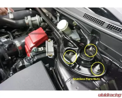 ZSPEC Design Bright White Stainless & Billet Strut Bar Fastener Kit Mitsubishi Lancer Evo X 2007-2013 - 00843612199584