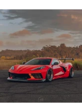 Street Hunter Wide Body Kit w/ Carbon Fiber Front Lip Chevrolet C8 Corvette Stingray 2020-2024                                     - SHD-C8-WB-FLCF - Image 3