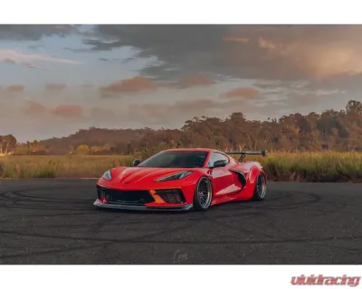 Street Hunter Wide Body Kit w/ Carbon Fiber Front Lip Chevrolet C8 Corvette Stingray 2020-2024 - SHD-C8-WB-FLCF