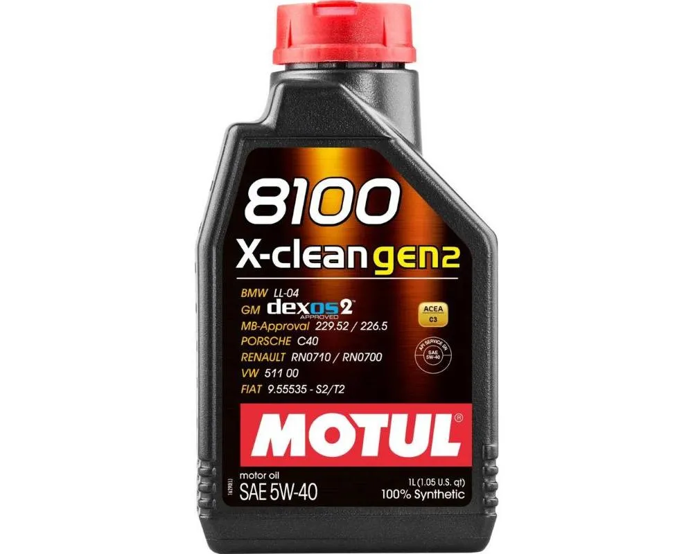 Motul 8100 5W-40 X-Clean Gen2 Motor Oil 1L (1.05 qt.) - 109761