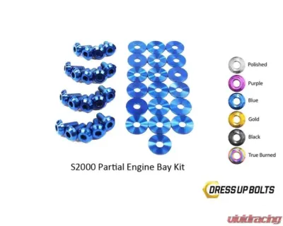 Dress Up Bolts Stage 1 Titanium Hardware Engine Bay Kit Honda S2000 2000-2009 - HON-017-Ti-BLU
