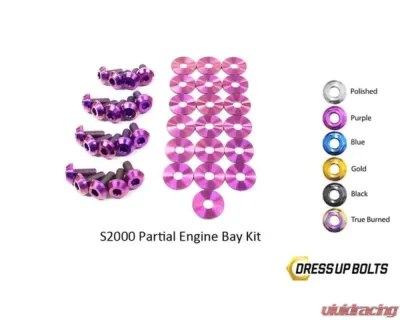 Dress Up Bolts Stage 1 Titanium Hardware Engine Bay Kit Honda S2000 2000-2009 - HON-017-Ti-PRP