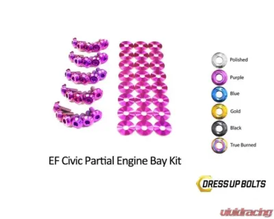 Dress Up Bolts Stage 1 Titanium Hardware Engine Bay Kit Honda Civic EF 1988-1991 - HON-031-Ti-PRP