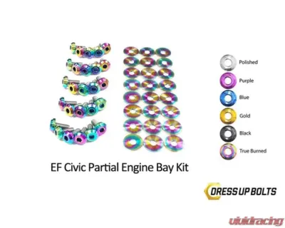 Dress Up Bolts Stage 1 Titanium Hardware Engine Bay Kit Honda Civic EF 1988-1991 - HON-031-Ti-TB