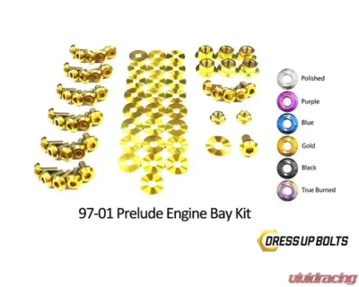 Dress Up Bolts Titanium Ti Engine Bay Kit Honda Prelude 1997-2001 - HON-034-Ti-GLD